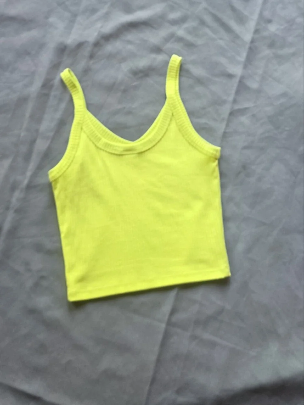 Neon Line Green Cropped Rib Tank Top - Picture 6 of 7